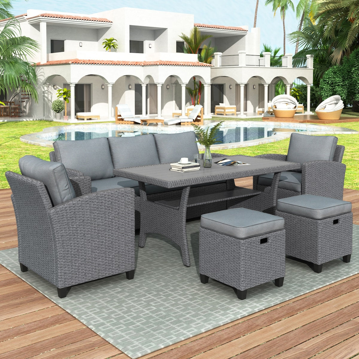 Weather Resistant Pe Rattan Patio Furniture Set