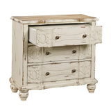 Weathered Cream Ornate Drawer Chest