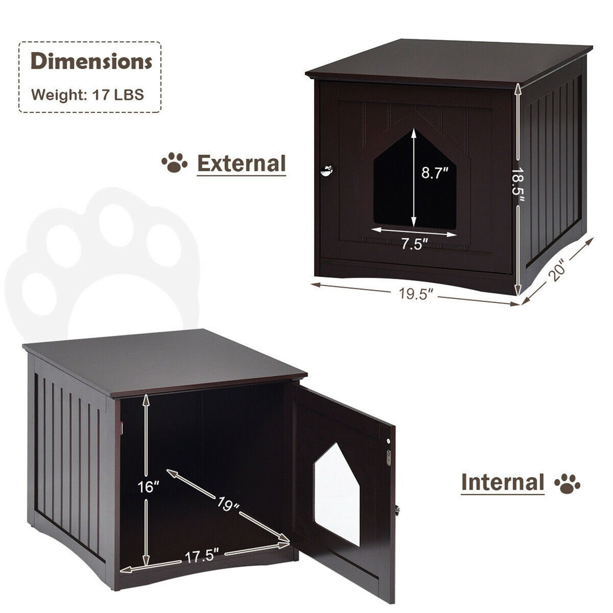 Weatherproof Multi-function Pet Cat House Indoor Outdoor Sidetable