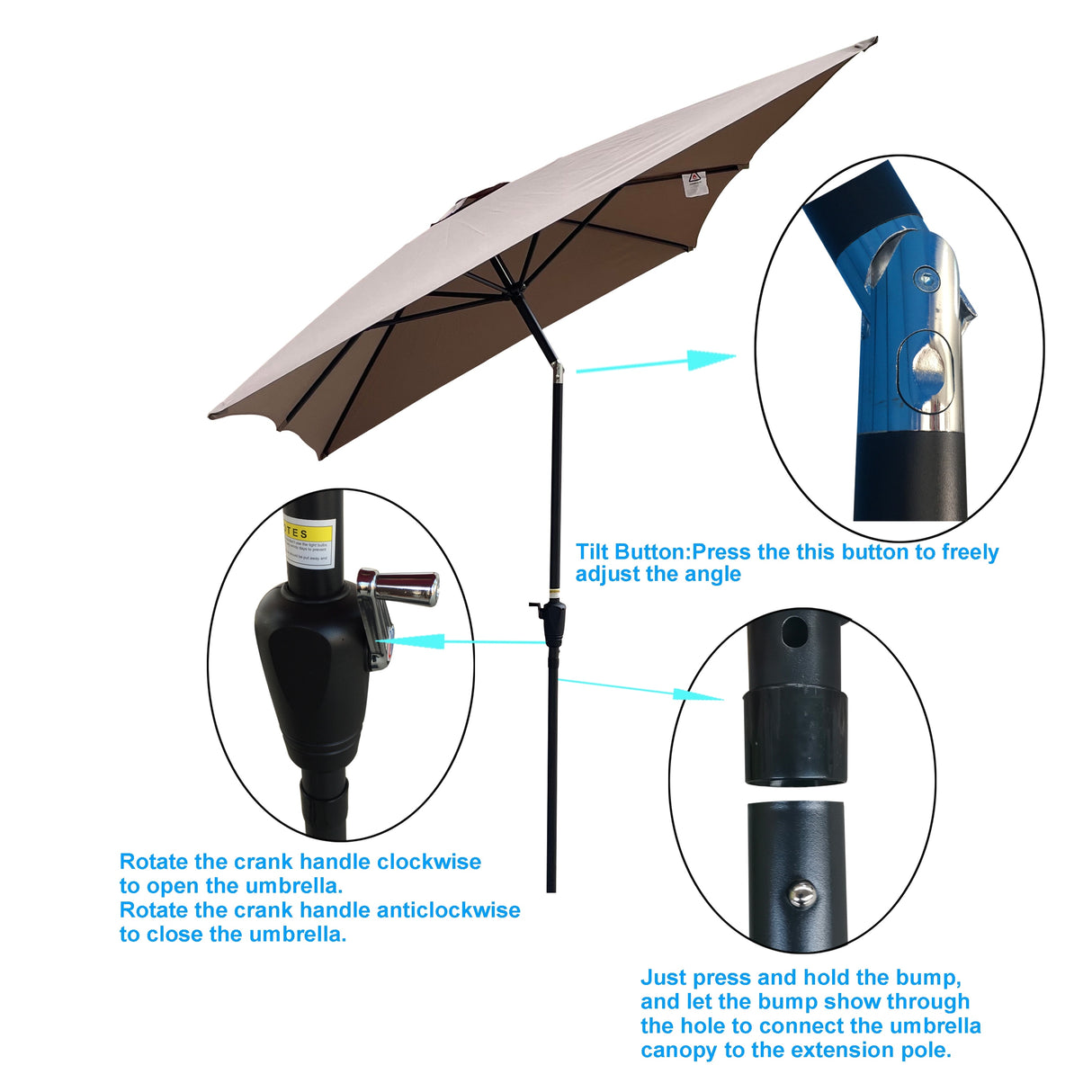 Weatherproof Patio Umbrella with Crank and Tilt Mechanism for Outdoor Spaces