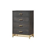 Wedro 4 Piece Dark Brown Rustic Panel Bedroom Set
