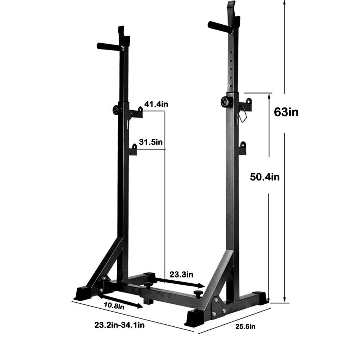 Weight Lifting Bench Barbell Rack Squat Rack Height Width Adjustable Excercise Indoor Fitness Home Gym Black