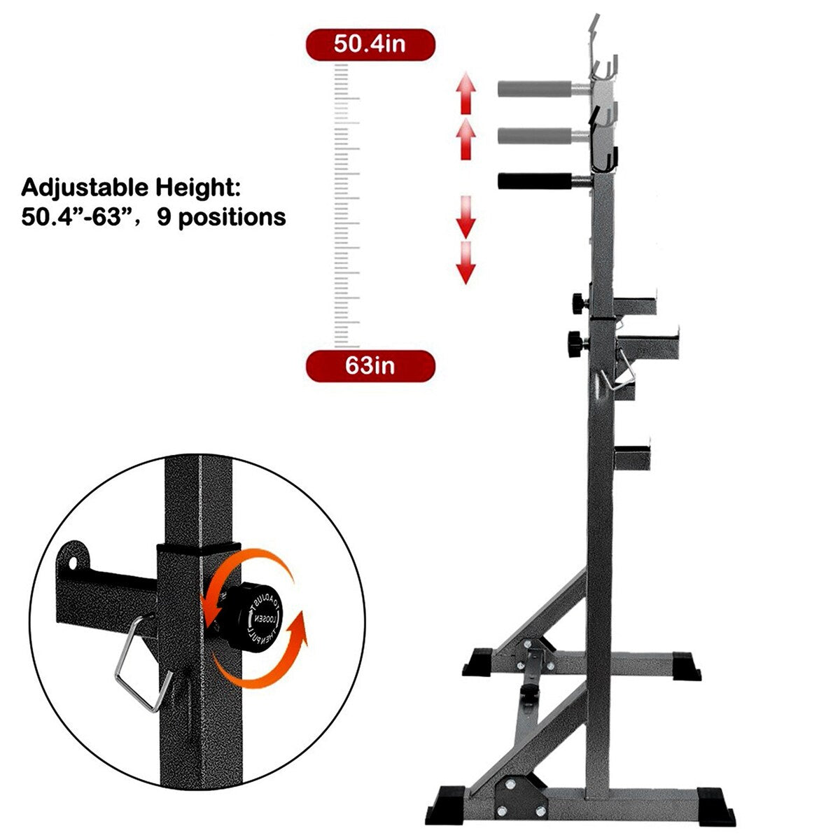 Weight Lifting Bench Barbell Rack Squat Rack Height Width Adjustable Excercise Indoor Fitness Home Gym Black
