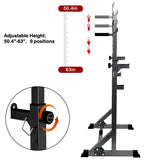 Weight Lifting Bench Barbell Rack Squat Rack Height Width Adjustable Excercise Indoor Fitness Home Gym Black