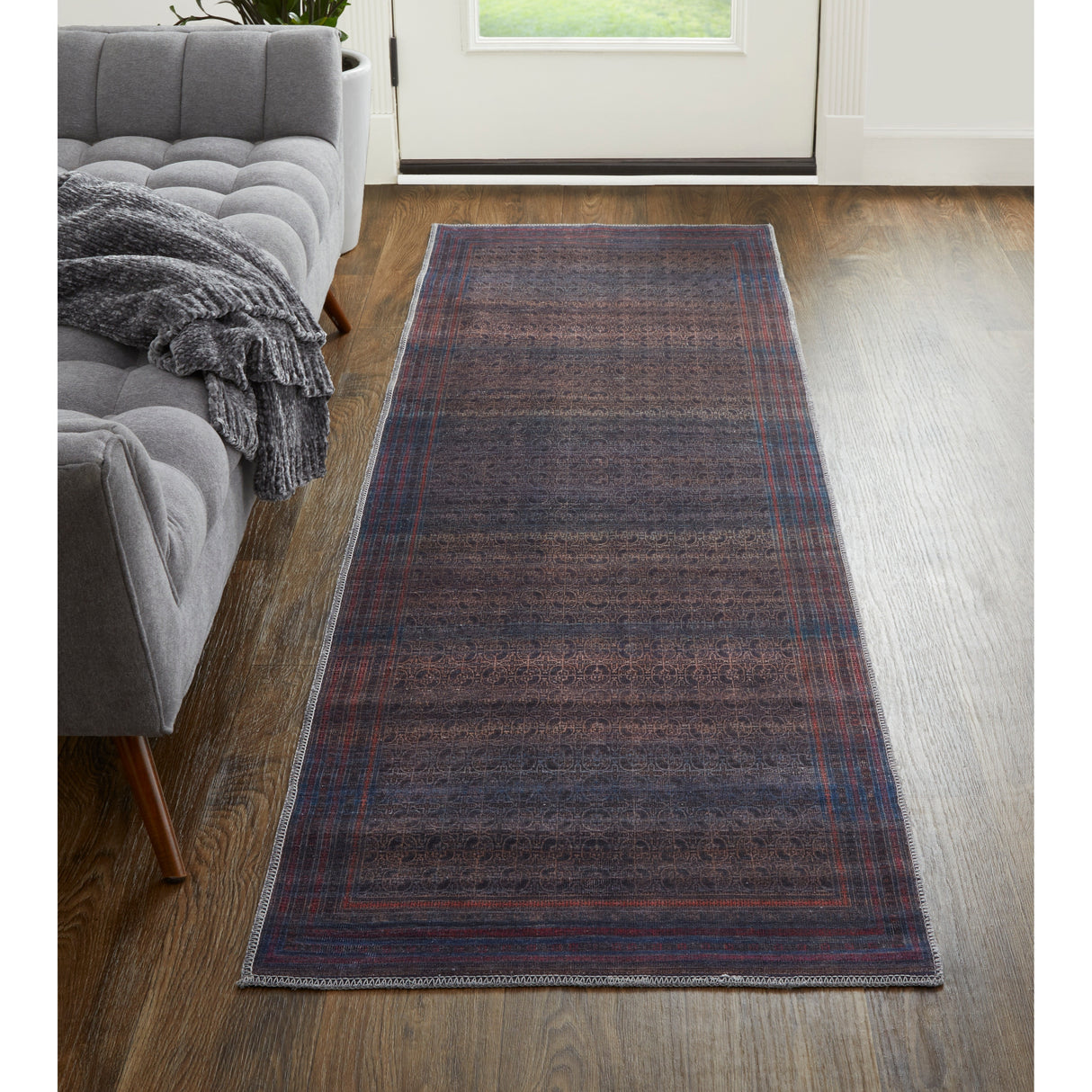 Welch Oriental Charcoal Gray/Pink Area Rug