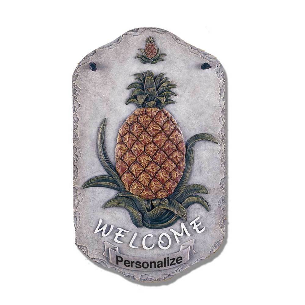 Welcome Sign, "Pineapple" Porch Decor, Resin Slate Plaque, Ready To Hang Decor