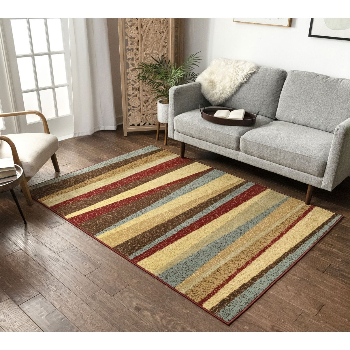 Well Woven Malibu Stripes with Lines Multi Area Rug - 8'2 x 9'10