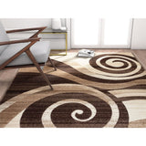 Well Woven Modern Abstract Swirls Brown Area Rug - 9'3" x 12'6"