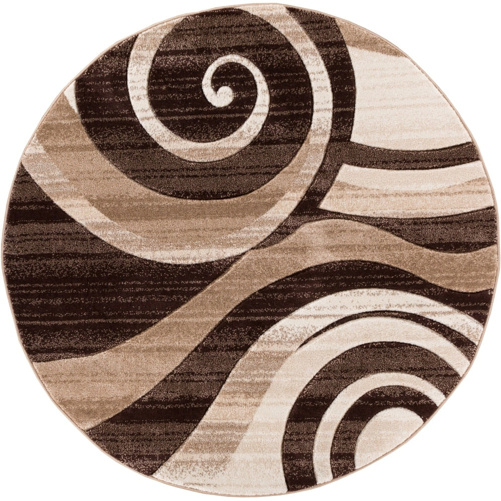 Well Woven Modern Abstract Swirls Brown Area Rug - 9'3" x 12'6"