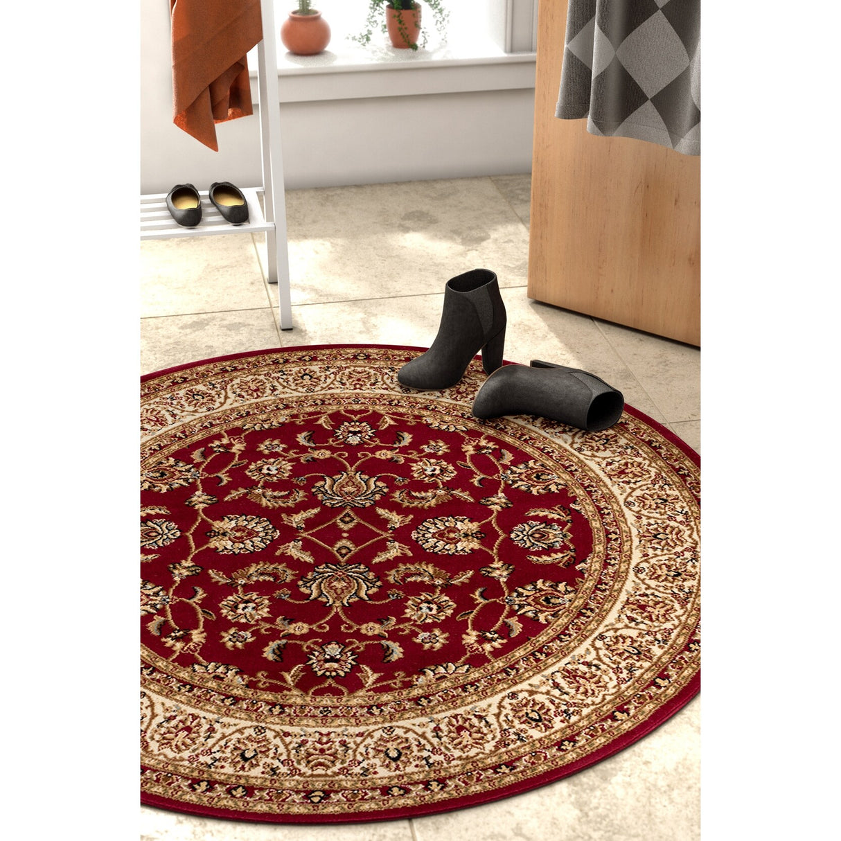 Well Woven Oriental Traditional Round Area Rug