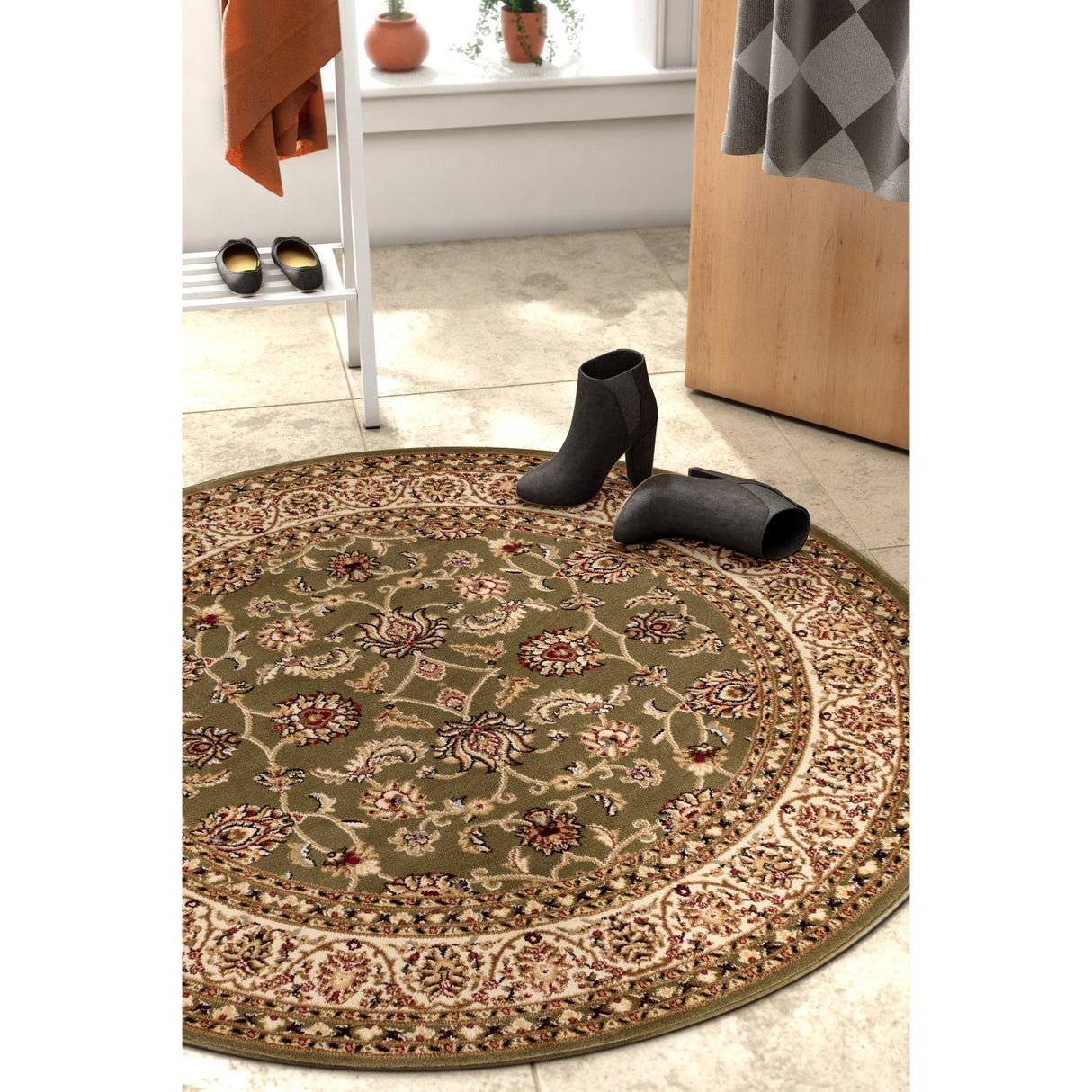Well Woven Oriental Traditional Round Area Rug
