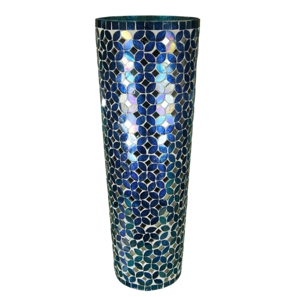Well-designed MOSAIC GLASS VASE, Blue