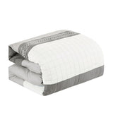 Wellco Bedding Comforter Set Bed In A Bag - 7 Piece Luxury Bedding Sets - Oversized Bedroom Comforters, White and Grey
