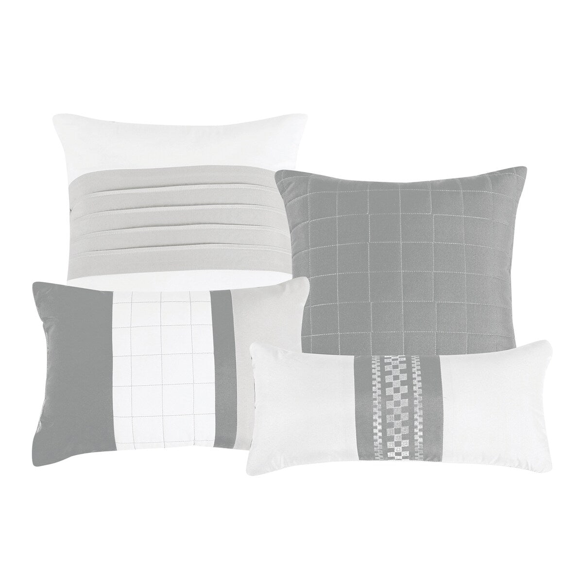 Wellco Bedding Comforter Set Bed In A Bag - 7 Piece Luxury Bedding Sets - Oversized Bedroom Comforters, White and Grey