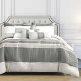 Wellco Bedding Comforter Set Bed In A Bag - 7 Piece Luxury Bedding Sets - Oversized Bedroom Comforters, White and Grey
