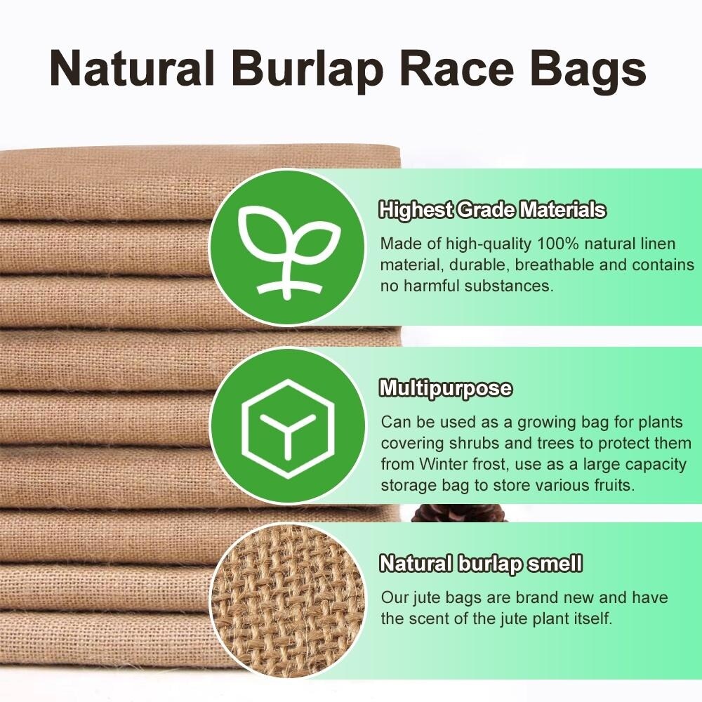 Wellco Burlap Breathable Jute Bags Accessory for Potato Tomato Plants Vegetables Herbs Fruits Flowers (8-Pack)
