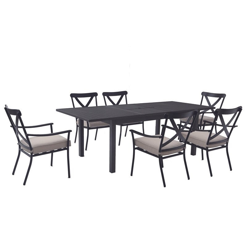 Wellington 7pc Aluminum Dining Set with Butterfly Extension Table