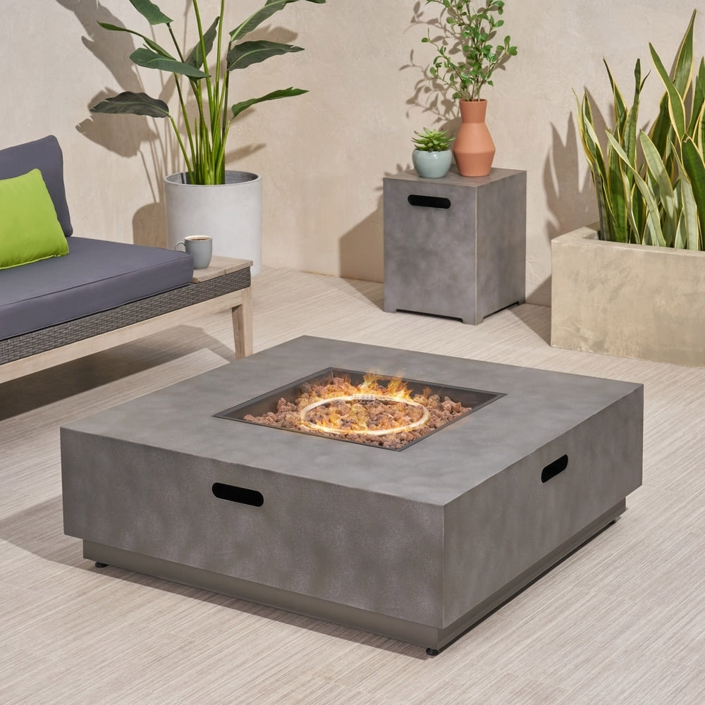 Wellington Outdoor 40-Inch Square Fire Pit with Tank Holder by Christopher Knight Home