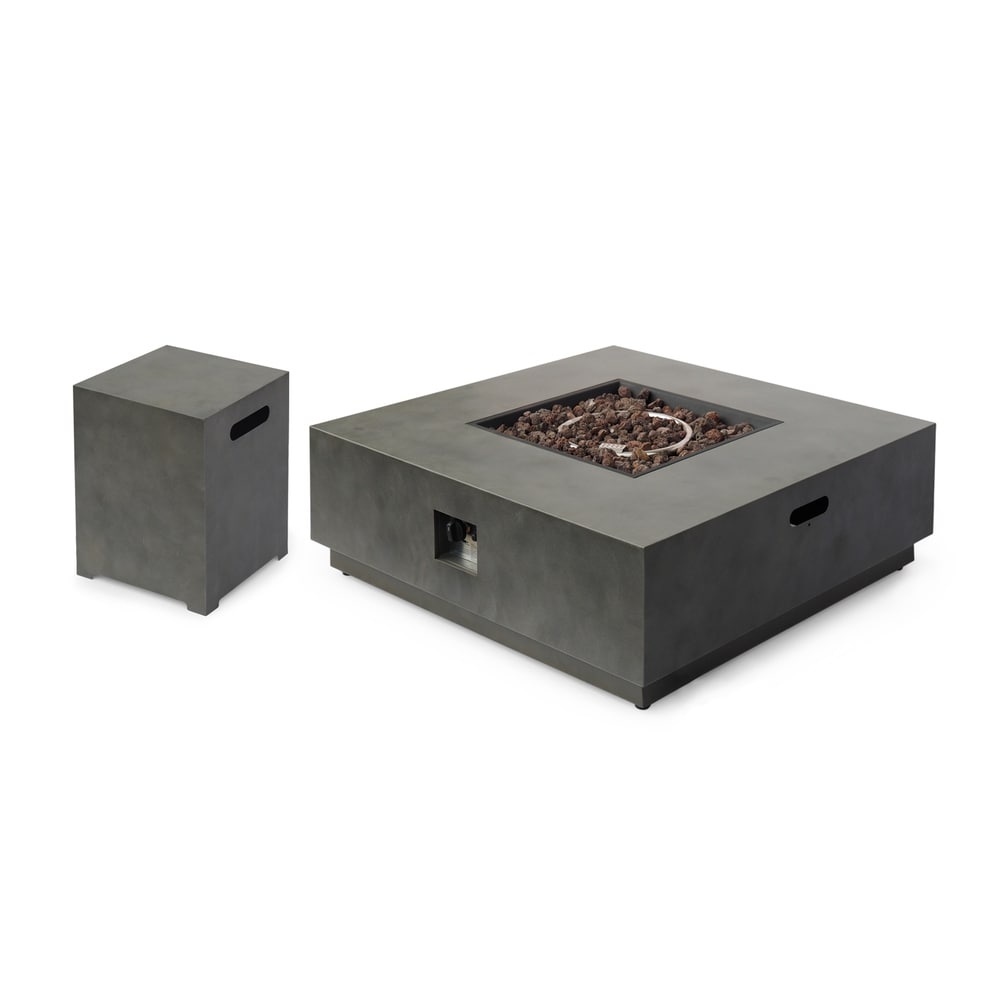 Wellington Outdoor 40-Inch Square Fire Pit with Tank Holder by Christopher Knight Home