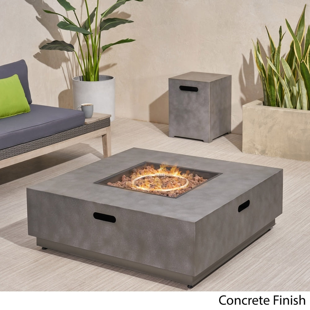 Wellington Outdoor 40-Inch Square Fire Pit with Tank Holder by Christopher Knight Home