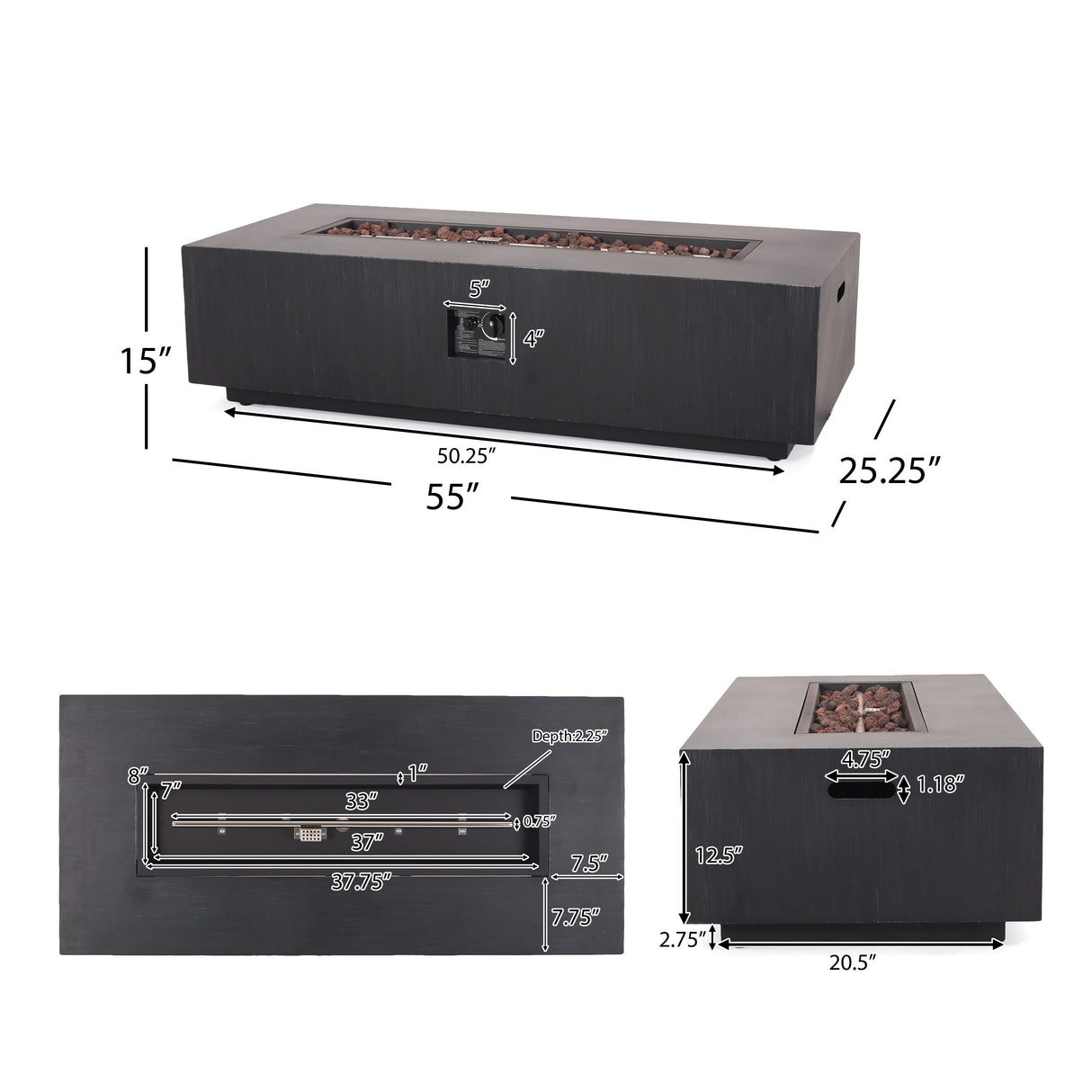 Wellington Outdoor 50,000 BTU Rectangular Fire Pit with Tank Holder by Christopher Knight Home