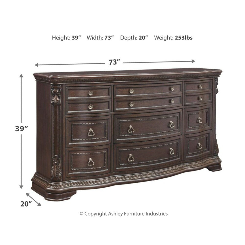 Wellsbrook Dark Brown Elegant 6-Drawer Dresser