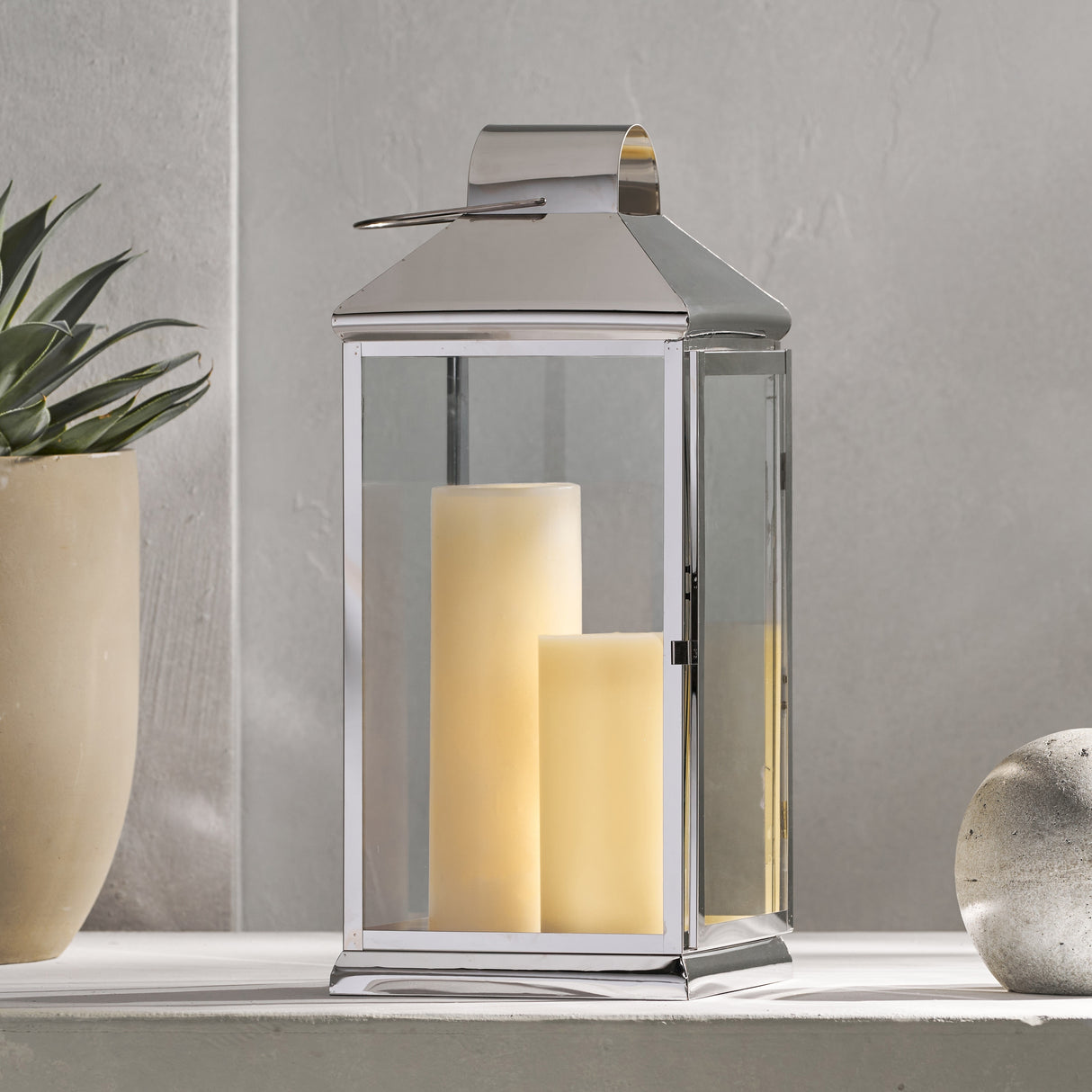 Wendell Outdoor 22" Stainless Steel Lantern by Christopher Knight Home