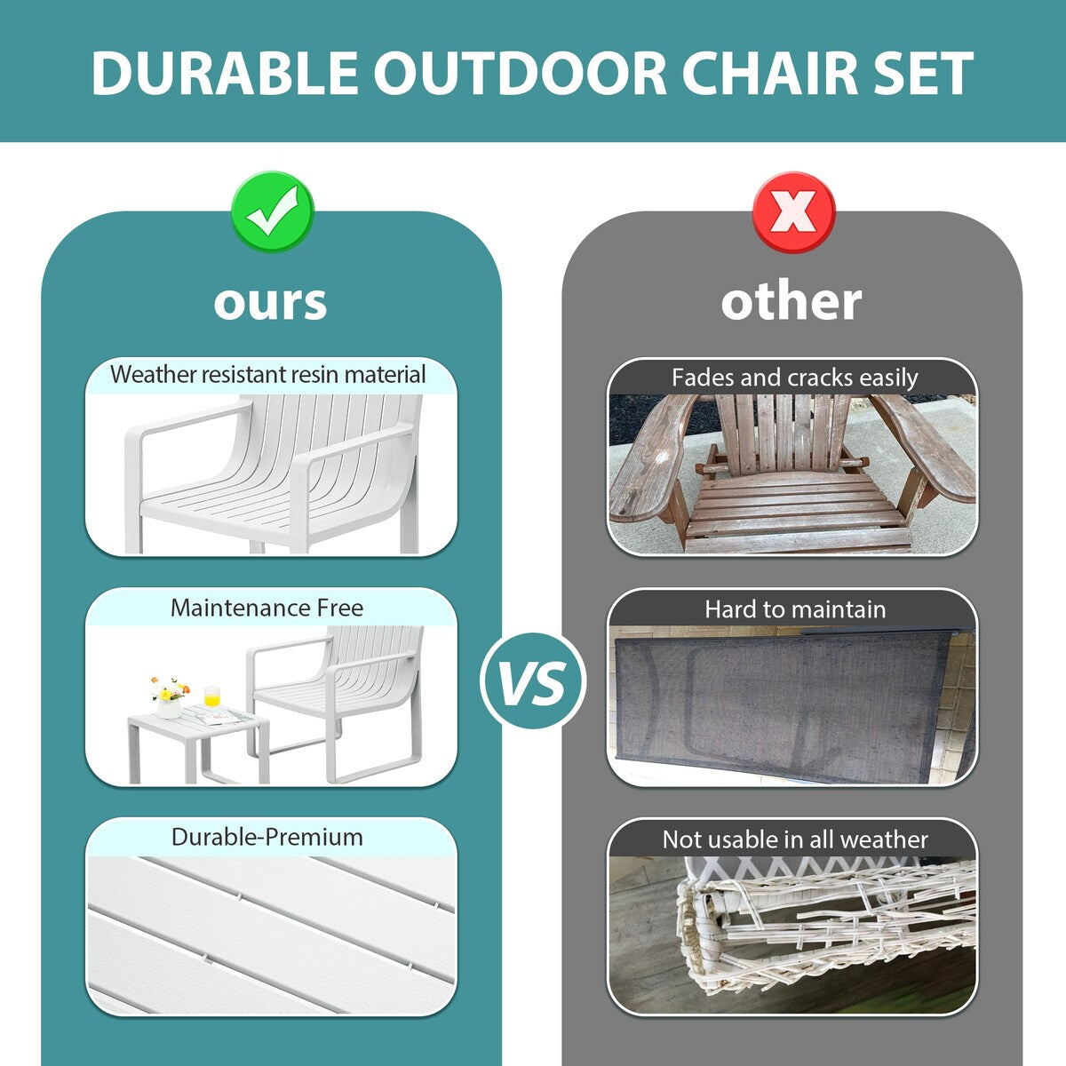 Werph Outdoor Patio Furniture Set, Patio Chairs with Outdoor Table