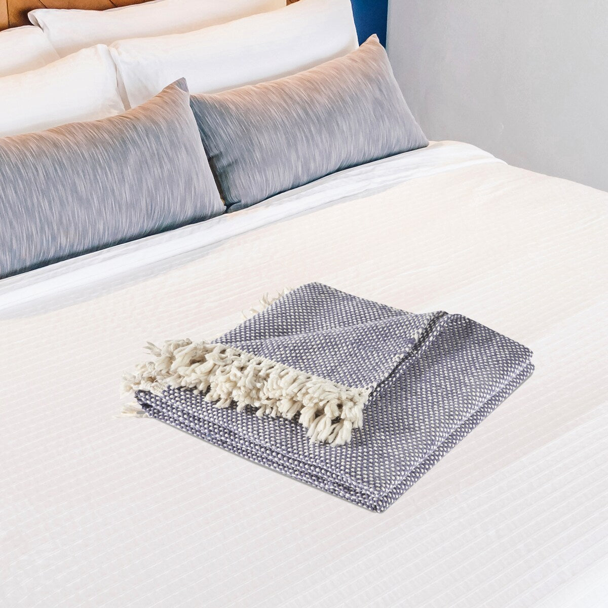Sevita Wescott Gray Navy Woven Throw Blanket