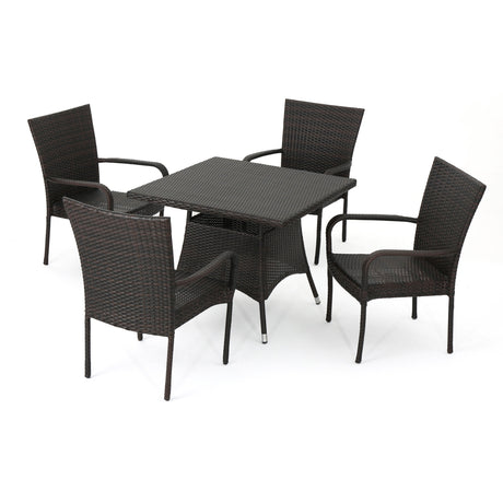 Wesley Outdoor 5-piece Wicker Dining Set by Christopher Knight Home