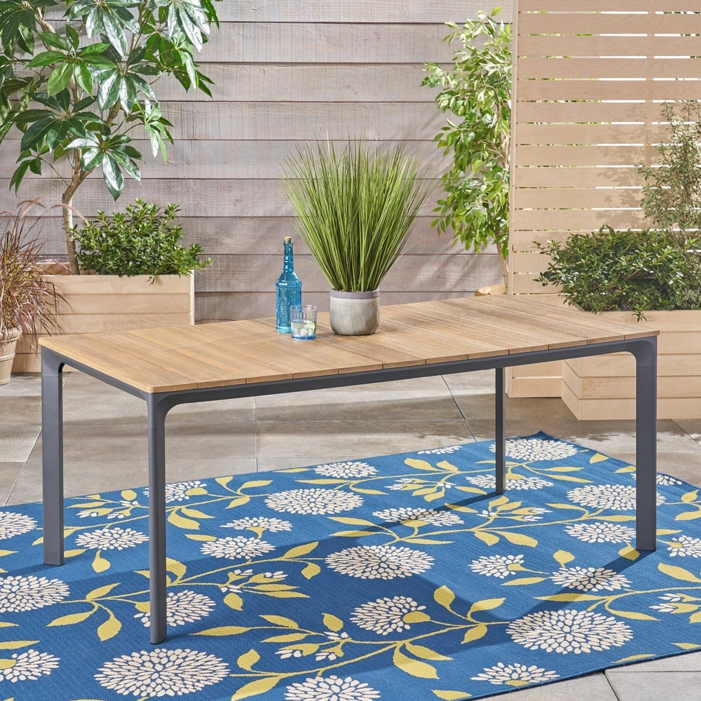 Westcott Outdoor Aluminum and Wood Dining Table by Christopher Knight Home - 70.25"L x 35.50"W x 29.25"H
