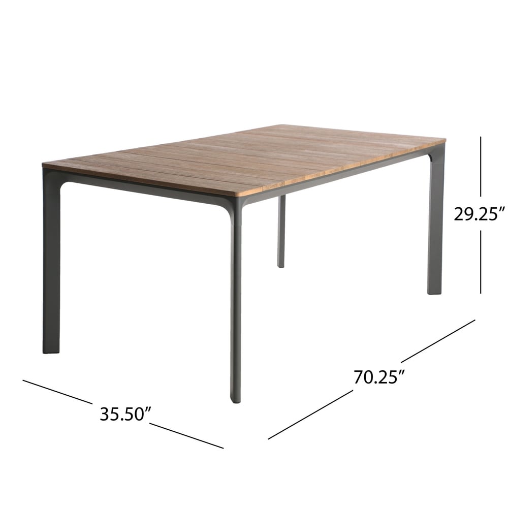 Westcott Outdoor Aluminum and Wood Dining Table by Christopher Knight Home - 70.25"L x 35.50"W x 29.25"H