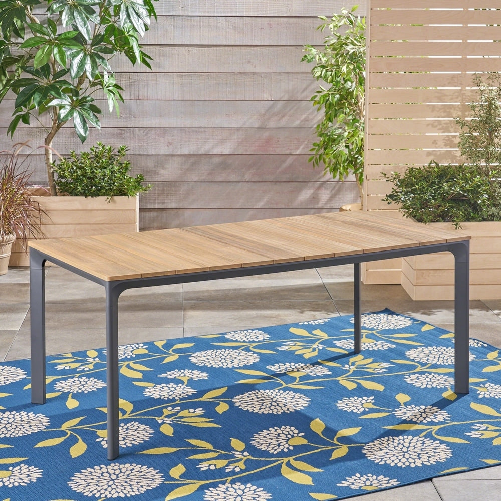 Westcott Outdoor Aluminum and Wood Dining Table by Christopher Knight Home - 70.25"L x 35.50"W x 29.25"H
