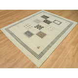 Wester White Hand Knotted Lori Buft Gabbeh and Small Animal Figurines Design Pure Wool Thick and Plush Soft Pile Rug 8'x10'1"