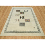Wester White Hand Knotted Lori Buft Gabbeh and Small Animal Figurines Design Pure Wool Thick and Plush Soft Pile Rug 8'x10'1"