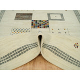 Wester White Hand Knotted Lori Buft Gabbeh and Small Animal Figurines Design Pure Wool Thick and Plush Soft Pile Rug 8'x10'1"