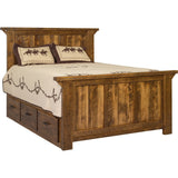Western Twist Panel Bed with Storage in Wormy Maple