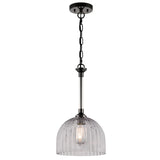 Westinghouse Lighting Camrose One Light Indoor Pendant, Gun Metal Finish, Smoke Grey Ribbed Glass - 1-Light