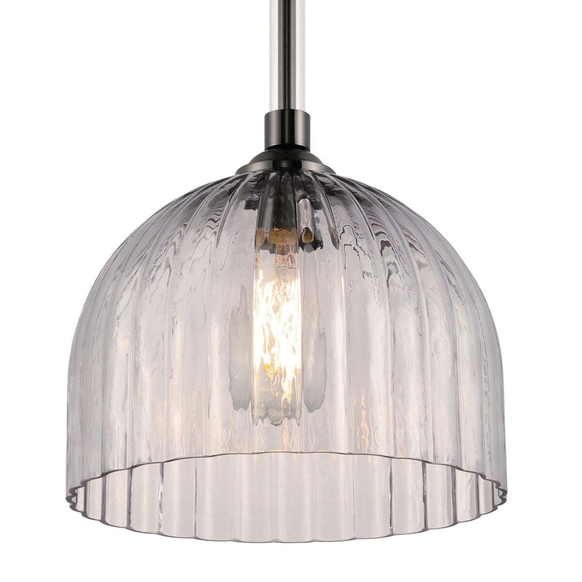 Westinghouse Lighting Camrose One Light Indoor Pendant, Gun Metal Finish, Smoke Grey Ribbed Glass - 1-Light