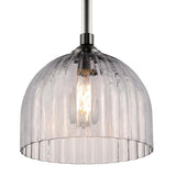 Westinghouse Lighting Camrose One Light Indoor Pendant, Gun Metal Finish, Smoke Grey Ribbed Glass - 1-Light