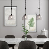 Westinghouse Lighting Camrose One Light Indoor Pendant, Gun Metal Finish, Smoke Grey Ribbed Glass - 1-Light