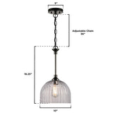 Westinghouse Lighting Camrose One Light Indoor Pendant, Gun Metal Finish, Smoke Grey Ribbed Glass - 1-Light