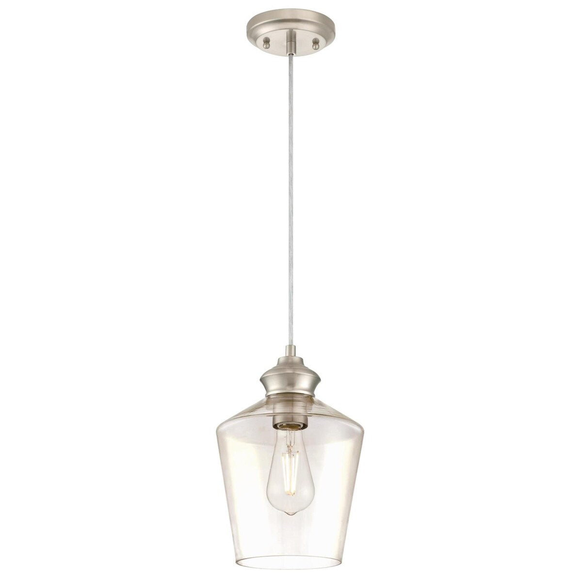 Westinghouse Lighting Ramsey One-Light Indoor Mini Pendant, Brushed Nickel Finish with Clear Glass
