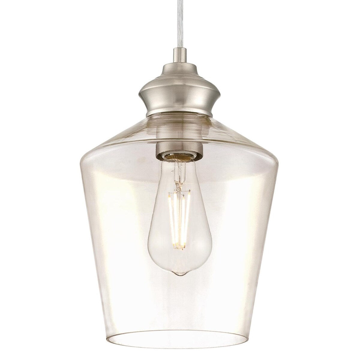 Westinghouse Lighting Ramsey One-Light Indoor Mini Pendant, Brushed Nickel Finish with Clear Glass