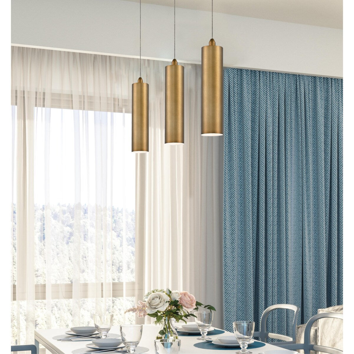 Westinghouse Lighting Rayman One-Light LED Indoor Mini Pendant, Brushed Brass Finish - 1-Light