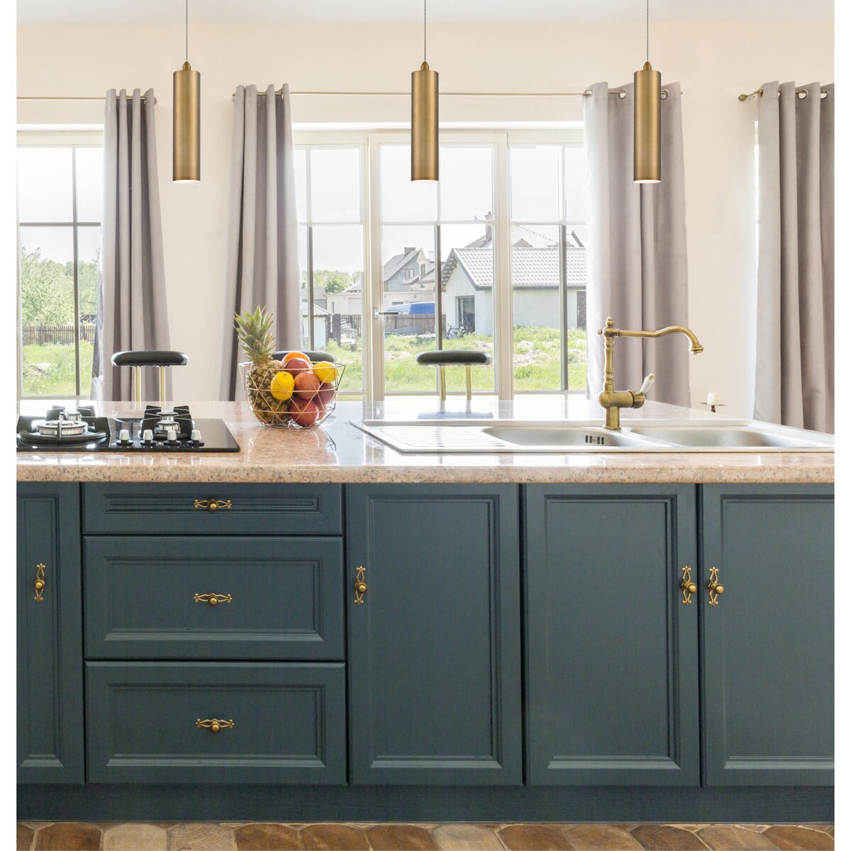 Westinghouse Lighting Rayman One-Light LED Indoor Mini Pendant, Brushed Brass Finish - 1-Light