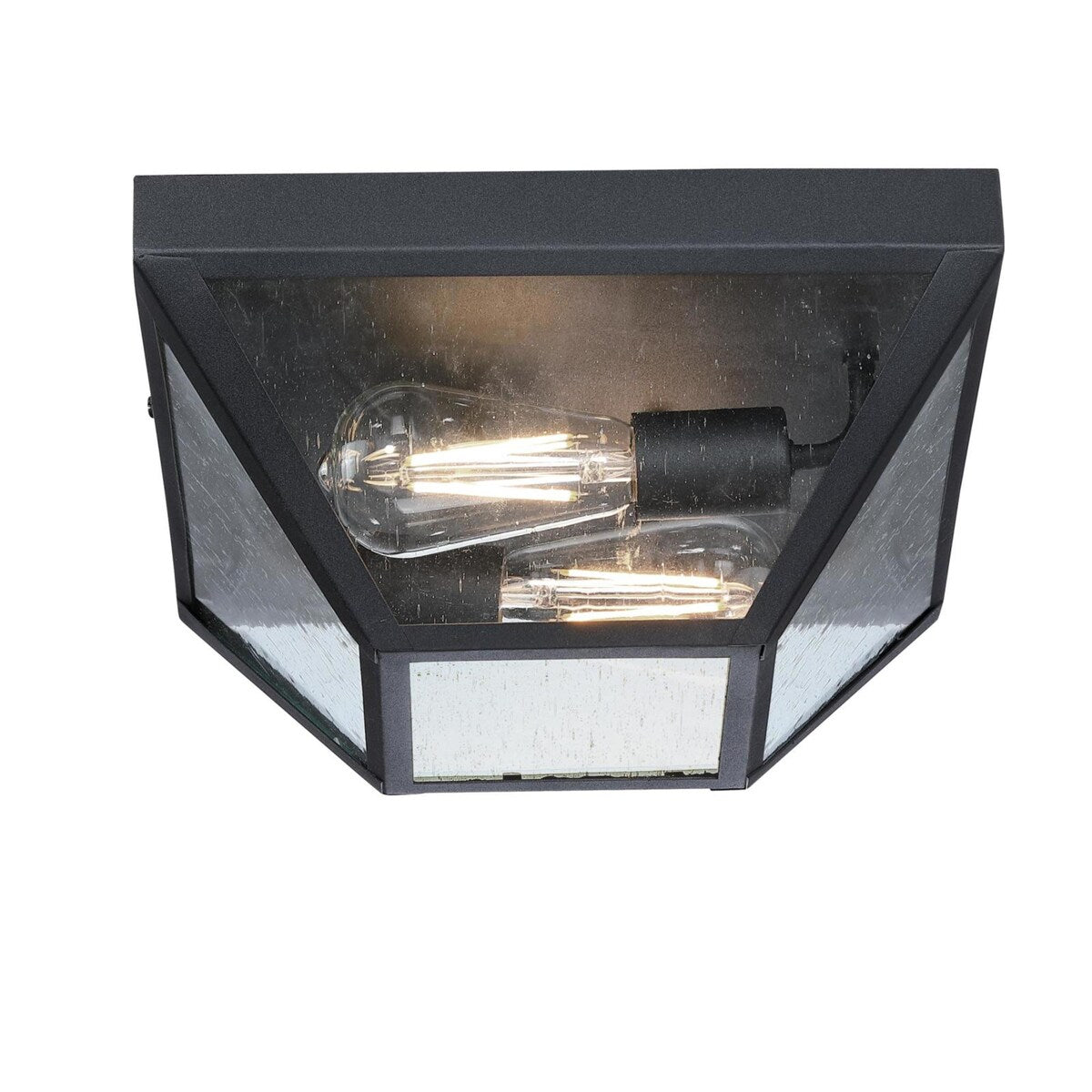 Westinghouse Lighting Wyndham 12-Inch Two-Light Outdoor Flush Mount, Textured Black Finish with Clear Seeded Glass