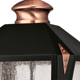 Westinghouse Valley Forge Three-Light Outdoor Pendant, Matte Black Finish with Washed Copper Accents and Clear Seeded Glass