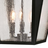 Westinghouse Valley Forge Three-Light Outdoor Pendant, Matte Black Finish with Washed Copper Accents and Clear Seeded Glass