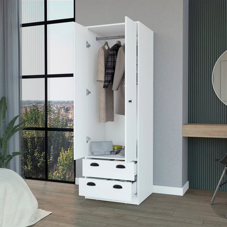 Westminster 2-Door 2-Drawer Armoire with Hanging Rod White